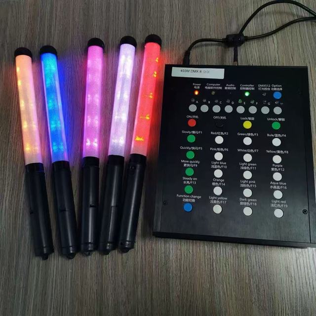 Wholesale Custom 15 Color LED Concert Glow Stick Plastic DMX Cheer Stick with Remote Function for Halloween & Easter Events