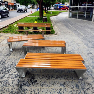 Buiten Vrije Tijd Dubbel Lange Bank Stoel Antiseptisch Hout Plastic Gepoedercoat Metalen Frame <span class=keywords><strong>Park</strong></span> Rij Stoel Drukbehandelde Natuur - Product Image 4