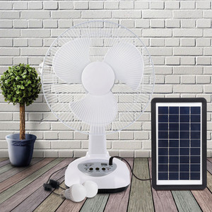 GDTIMES 12인치 태양광 AC/DC 충전식 LED 라이트 테이블 팬 USB 포트 단일 풍속 냉각 데스크탑 팬 - Product Image 2