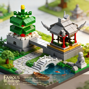 Yueyang Tower Yellow Crane Tower Ancient <b>Buildings</b> Assembly <b>Model</b> <b>Building</b> Blocks Educational Toy for Children 7-14 Years Old - Product Image 4