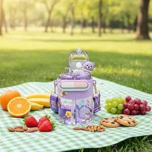 Botol Minum Anak 2 in 1 Desain Multipel Kapasitas Besar Portabel Lucu Desain Kartun Hewan 3D untuk Olahraga Luar Ruangan dan Penggunaan Sekolah - Product Image 5