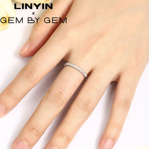 Bague romantique en argent pur massif personnalisée demi-main D VSS avec diamant pour anniversaire de femme bague faite à la main - Product Image 4