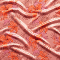 Nouveau 2026 Tissu en polyester 100 % 98 g/m² satin chiffon froissé imprimé numériquement, tissu floral personnalisé pour pelouse