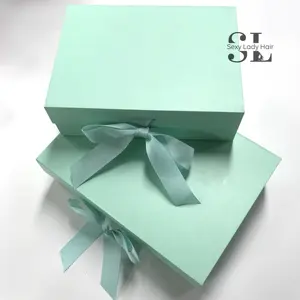 हॉट सेल प्राइवेट लेबल फोल्डिंग बॉक्स शॉपिंग सुंदर उपहार पेपर बॉक्स हेयर विग पैकेज बॉक्स बटरफ्लाई रिबन के साथ
