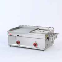Gril à gaz GPL/GNL en acier inoxydable à double zone de contrôle, économie d'énergie, avec plaque de cuisson commerciale, friteuse à steak et machine à nouilles froides