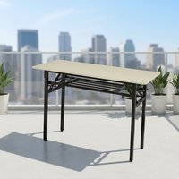Table pliante double couche Moon Modern, mobilier d'extérieur en métal, pieds réglables, design à double ressort