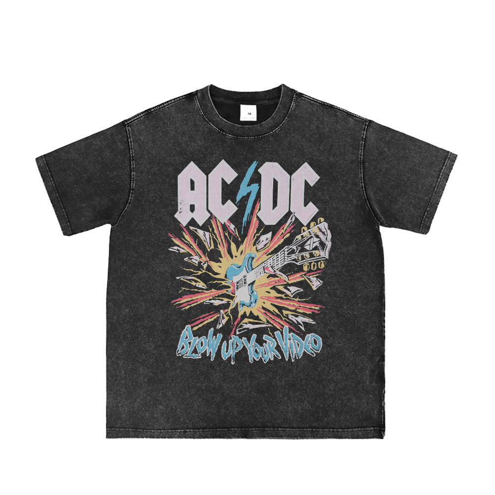 T-shirt à manches courtes délavé, taille S-196665cm, trop grand.