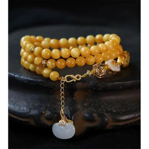 Alivio DE LA ANSIEDAD musulmana personalizado exclusivo de alta calidad 33/99 Uds 6-8mm collar de Rosario de ámbar de piel de tigre amarillo Natural - Product Image 4