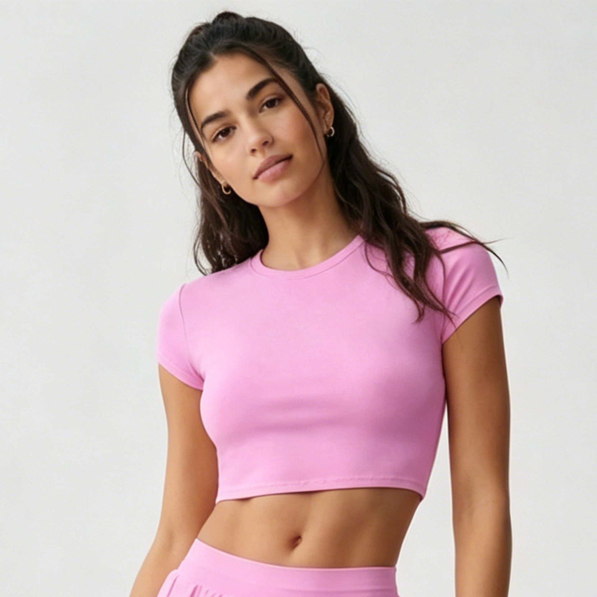 High Elastic Lightweight Breathable Yoga Short Sleeve Top Moisture Wicking Slim Fit Four-Way Stretch All Seasons