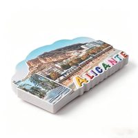 Imán de nevera personalizado del Castillo de Santa Bárbara en España, imán 3D de poliresina con vista de la costa de Alicante, proveedor de imanes para refrigerador.