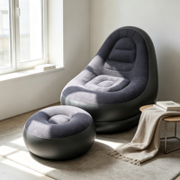 Canapé gonflable en PVC écologique avec repose-pieds, fauteuil gonflable floqué pour salon, mobilier de salon, chaise longue gonflable avec dossier inclinable