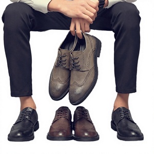 Chaussures habillées en cuir PU respirant à lacets pour hommes, bout fermé, grandes tailles, noir, gris, marron – Idéales pour mariage et occasions officielles - Product Image 3