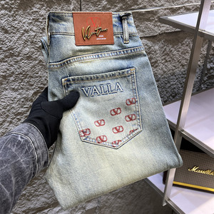 Jeans européens haut <span class=keywords><strong>de</strong></span> gamme pour hommes, nouvelle tendance <span class=keywords><strong>de</strong></span> la mode printemps-automne, pantalon droit élastique, décontracté et polyvalent - Product Image 3