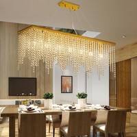 Nouveau post moderne salle à manger lustre rectangulaire cristal barre lumineuse lumière luxe salle à manger armoire à vin lumière