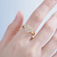 UGEPHELI VVS1 Moissanite Passe le testeur de diamant GRA Bague réglable motif fleur soleil plaqué or 18 carats Bijoux