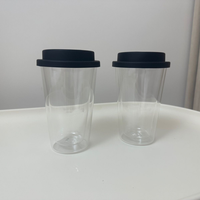 Tasse à café et à eau isolée en verre borosilicate double couche avec couvercle, usage domestique, style américain, haute température