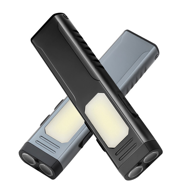 COB Sidelight Tactical Flashlight 1000 Lumens Waterproof UV LED War Alarm EDC USB Charging Flat Aluminum Alloy Body IP65 Camping