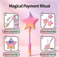 Nouveau Porte-cartes de paiement sans contact transfrontalier, modèle baguette magique étoile en PLA imprimé en 3D, avec fonction Clip Tap to Pay