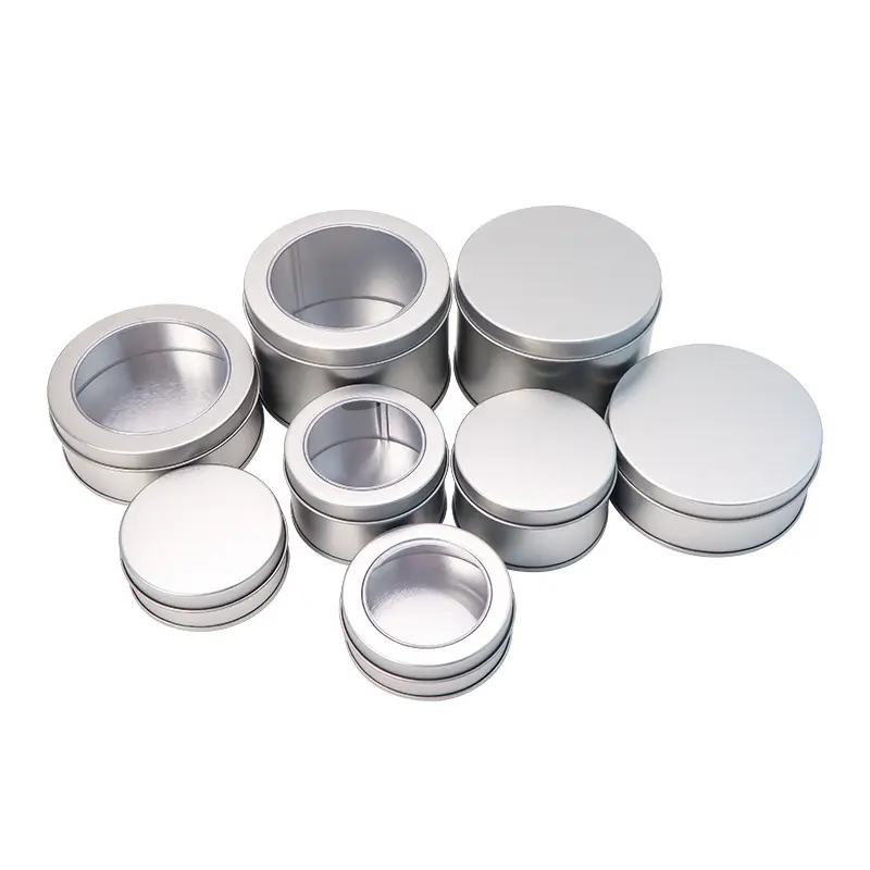 Hete Verkoop Metalen Blik Dessert Blikken Doos Ronde Horlogeboos Kleine Blikken Container Met Transparant Deksel