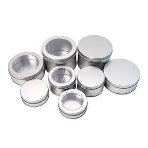 Hot Sale Metal Tin Can Dessert Tin Box Round Watch Box Small Tin Container With Transparent Lid