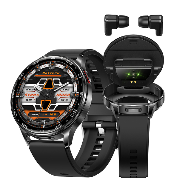 BT Call Phone Health Fitness Sleep Heart Rate Monitoring Noise Cancelling Tws Smart Watch Headset Smartwatch With Earphones
