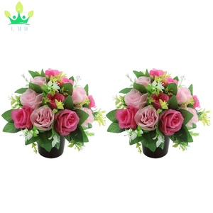 Artificial <strong>Flowers</strong> <strong>Graves</strong> Pots Roses <strong>Grave</strong> <strong>Flower</strong> Pots Spring Silk Cemetery Funeral Memorial Bouquet with <strong>Holders</strong> <strong>for</strong> Graveside - Product Image 3