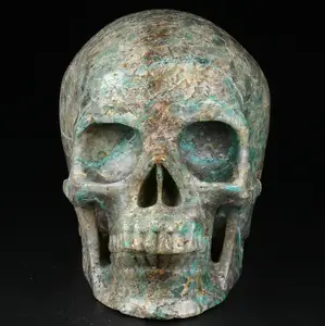 Mr.skull Middle Size Chrysocolla Skulls Crystal Healing Stones Crystal Crafts Holiday Gift Human Skulls Statue Meditation
