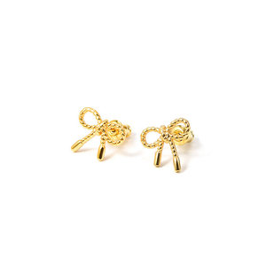 Korean Cute Trendy 18K Gold Plated Bow Stud <b>Earrings</b> for Women - Product Image 3