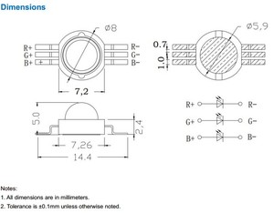 <span class=keywords><strong>Chip</strong></span> <span class=keywords><strong>led</strong></span> 3 en 1 DE ALTO lumen, 9w, rgb - Product Image 2