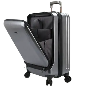 2024 new Black wire drawing 21 inches travelling bags trolley luggage pc carry on luggage with pocket