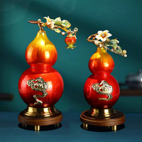 Ornements en métal émaillé de style chinois, en forme de gourde, pour la décoration de la maison, du salon, du meuble TV, du porche et du meuble à vin