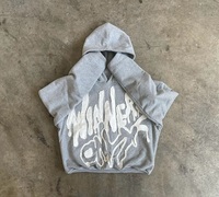 Sweat à capuche personnalisé avec fermeture éclair, effet délavé soleil, broderie et imprimé, style vintage décontracté, délavage acide, strass en diamant, pour hommes et femmes