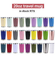 Gobelets isothermes à double paroi en acier inoxydable avec logo personnalisé, 20 oz, revêtement poudré, pour café, voiture, voyage