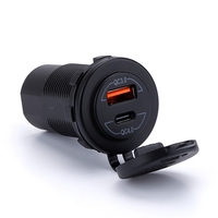 ABILKEEN-Adaptador de corriente impermeable para coche y motocicleta, cargador de enchufes, Interruptor táctil, 12V, 24V, QC3.0, QC4.0, enchufe de cargador USB Dual