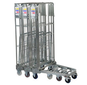 Industriële rolwagen met 4 zijden, gegalvaniseerd, voor zwaar gebruik, goedkoop, van staal, metaal, voor materiaaltransport, opvouwbaar, uit China. - Product Image 5