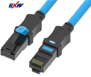 สาย Ethernet คุณภาพสูง cat5e cat6 c6a UTP 1,3,5,10M สีฟ้าโค้งไม่สําคัญสายแพทช์เกลียวแข็ง R0HS