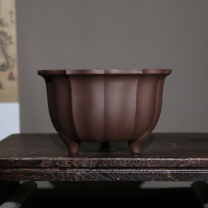 Pot de fleurs Zisha fait main, pot à bonsaï, style zen, récipient pour plantes de bureau antique - Product Image 1