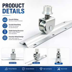 <span class=keywords><strong>Roue</strong></span> pivotante à 360 degrés en acier avec ressort <span class=keywords><strong>pour</strong></span> portails battants, pliants, rotatifs et portes coulissantes - Product Image 2