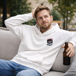 Sudadera con Capucha Personalizada para Hombre con Gráfico de Monstruo Sonriente, Sudadera Blanca de Algodón Oversize, Estilo Urbano Informal para Uso Diario - Product Image 2