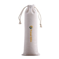 Vaisselle en paille de bambou imprimée de logo personnalisé Petit sac pochette en toile de coton blanc écologique avec cordon de serrage Sacs Long sac en lin de coton