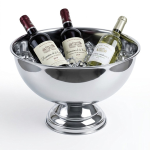 Grand bol à champagne vintage en cuivre, refroidisseur à vin rose doré et seau à glace en acier inoxydable pour la restauration événementielle et la présentation de barware - Product Image 6