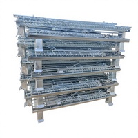 Conteneurs en treillis métallique galvanisé pliables, boîte de rangement en acier robuste, palette pour le transport de marchandises, équipement de stockage en entrepôt