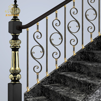 Rampe d'escalier moderne de luxe sur mesure, durable, facile à installer, accessoire pour villa et hôtel, en laiton et aluminium, finition or bronze MEIXI 1