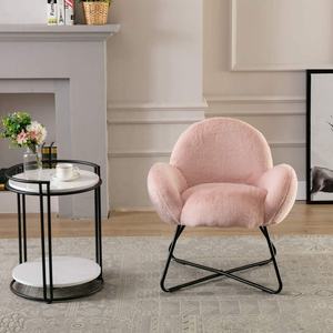 CARLFORD chaise d'appoint moelleuse en fausse <span class=keywords><strong>fourrure</strong></span> <span class=keywords><strong>fauteuil</strong></span> tufté rose pour salon chambre appartement hôtel école en plein air - Product Image 3
