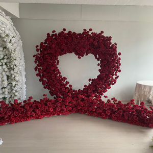 Arco de flores en forma de corazón rojo para bodas, modelo Y-HFA139, muy vendido, arco de rosas en forma de corazón, arco de flores artificiales en forma de corazón de seda para decoración. - Product Image 1