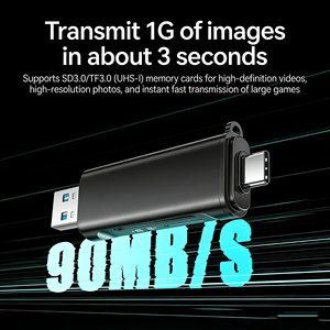قارئ بطاقات خارجي من سبائك الألومنيوم نوع C/USB3.0 لبطاقات SD/TF متعدد الوظائف للحواسيب المحمولة والأجهزة المحمولة - Product Image 2