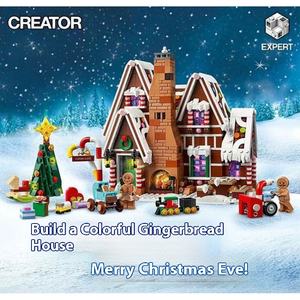 Juego de bloques de construcción de casa de pan de jengibre de Papá Noel transfronterizo de juguete de plástico DIY a escala 1:36 para la temporada de vacaciones de los niños - Product Image 6