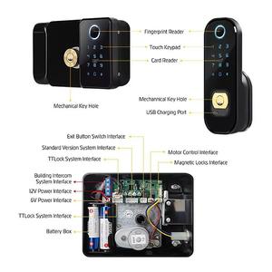Tuya WiFi App Smart Door <b>Lock</b> Waterproof Double Sided Fingerprint Digital Keypad Aluminum Black TTLock Electronic Rim <b>Lock</b> - Product Image 4
