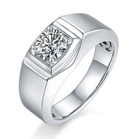 Fabricant professionnel de bijoux, bague en argent 925 plaqué or 18 carats avec moissanite pour hommes, vente en gros