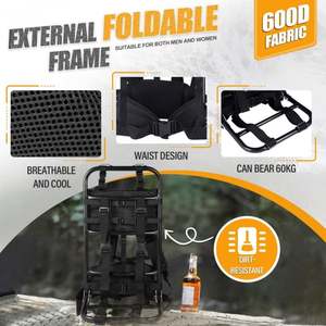 Sac à dos de randonnée pliable en aluminium externe, sac à dos de chasse, cadre portable, accessoires tactiques pour les voyages, l'entraînement en plein air - Product Image 5